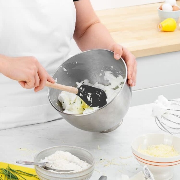 Tovolo Black Silicone Spatula with Wood Handle