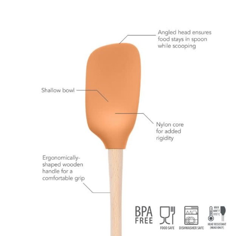Tovolo Apricot Silicone Spoonula with Wood Handle