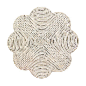 Cream Scalloped Rattan Placemat