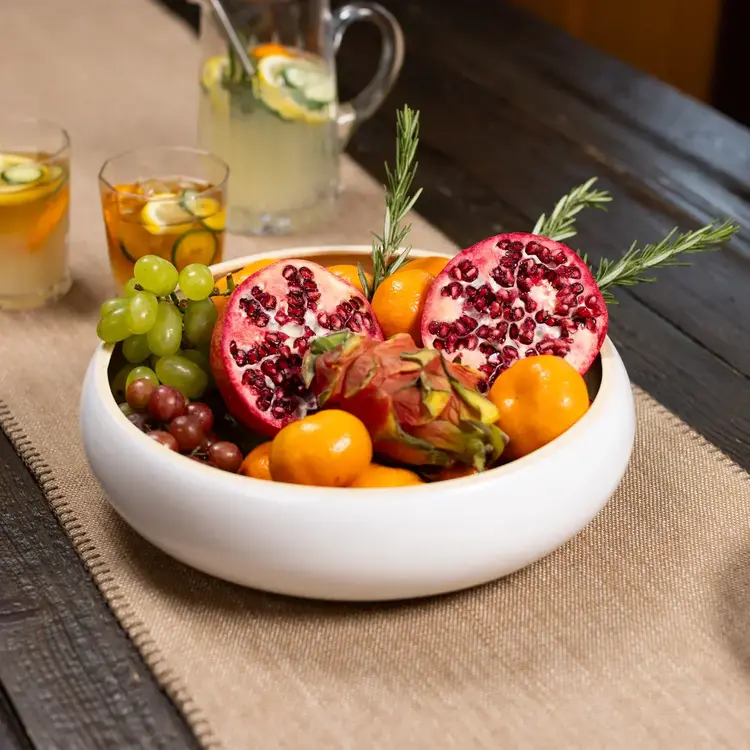 12" White & Bamboo Serving Bowl