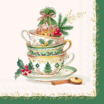 Festive Tea Cocktail Napkins, set of 20