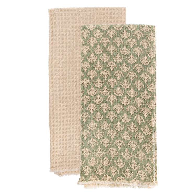 Sage Damask Dishtowels, set of 2