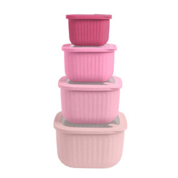 Square Pink Wheat Fiber Storage Bowls, set of 4