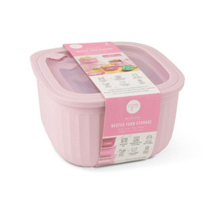 Square Pink Wheat Fiber Storage Bowls, set of 4