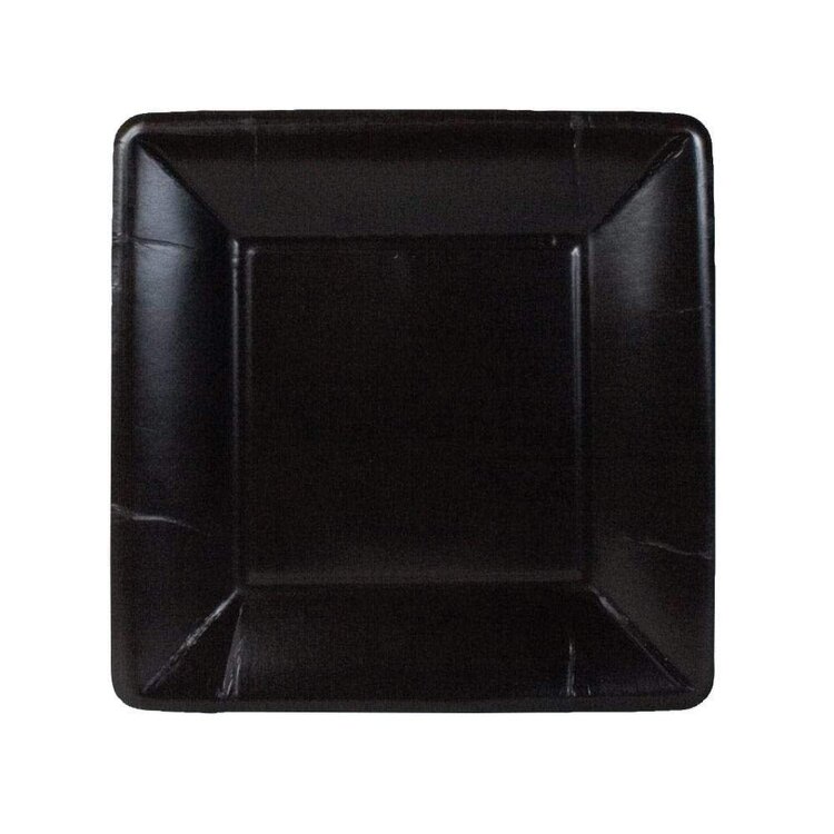 Square Black Paper Dessert Plates, set of 8