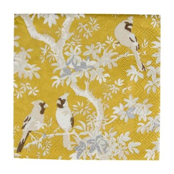 Gold Songbirds Paper Cocktails Napkins, set of 20