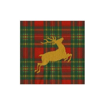 Reindeer Tartan Paper Cocktail Napkins, set of 20