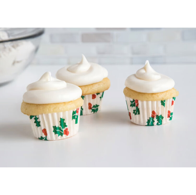 Holly Mini Baking Cups