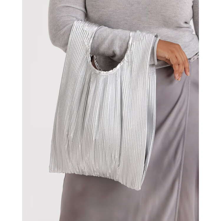Baggu Chrome Metallic Pleated Baggu Reusable Tote Bag