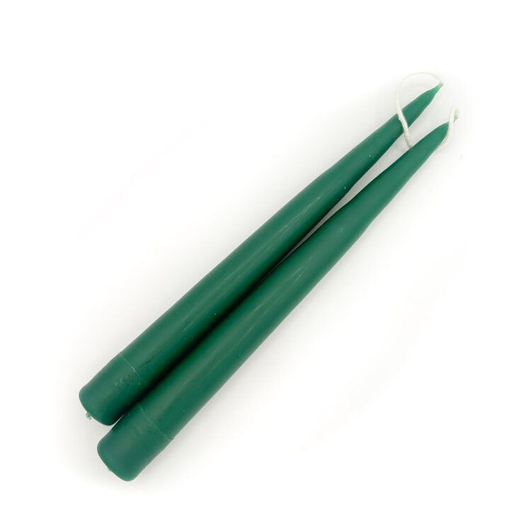 9" Forest Green Candles, set of 2