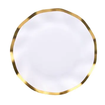 White Paper Dessert Plates with Gold Trim, set of 8