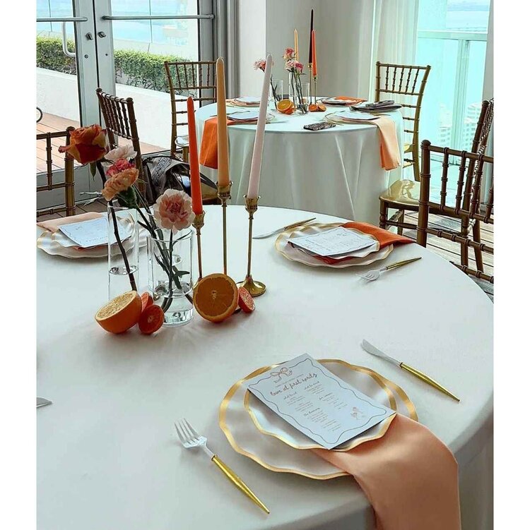 White Paper Dessert Plates with Gold Trim, set of 8