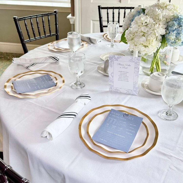 White Paper Dessert Plates with Gold Trim, set of 8
