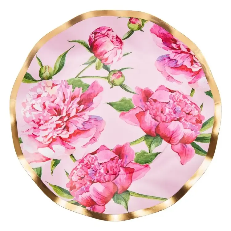 Peonies Paper Dessert Plates, set of 8