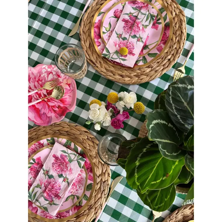 Peonies Paper Dessert Plates, set of 8