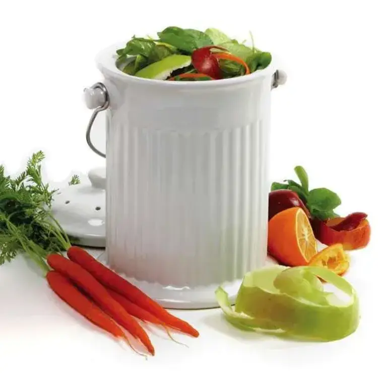 White Ceramic Compost Pail