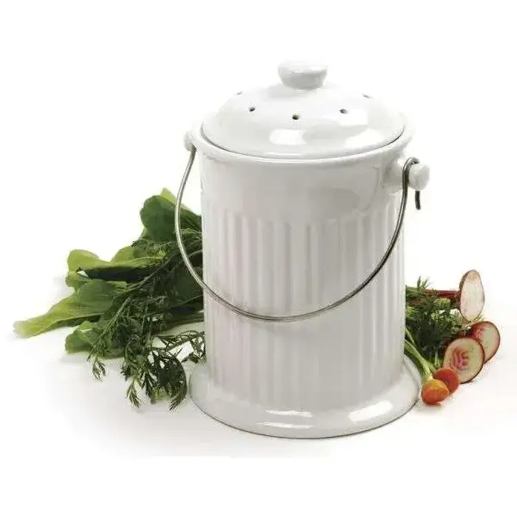 White Ceramic Compost Pail