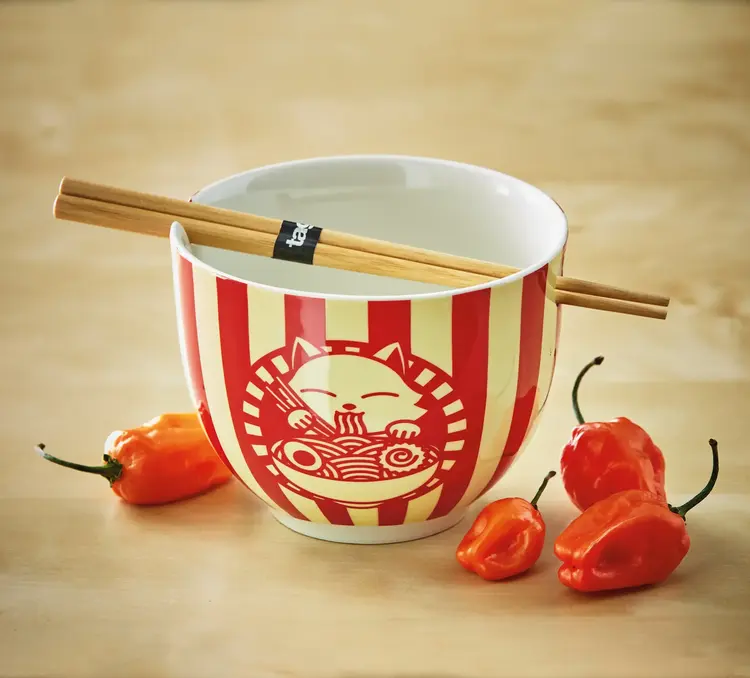 Cat Noodle Bowl & Chopsticks