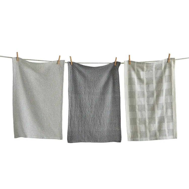 Sonoma Light Grey Dishtowels, set of 3