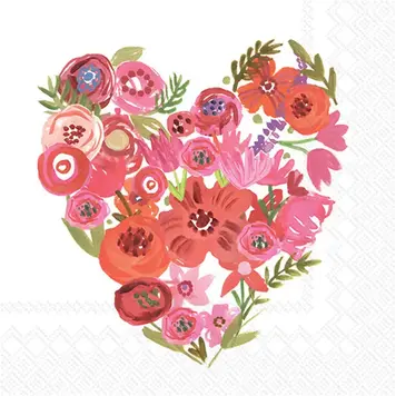Floral Heart Cocktail Napkins