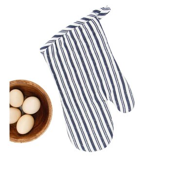 Striped Blue Oven Mitt