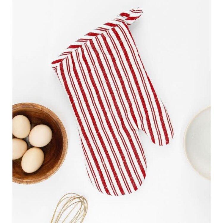 Red Striped Oven Mitt