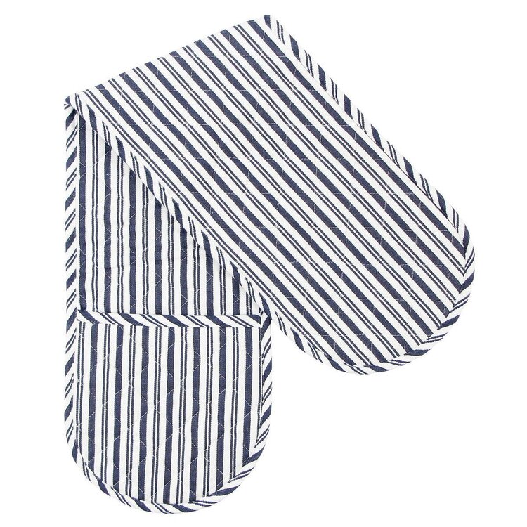 Blue Striped Double Oven Mitt
