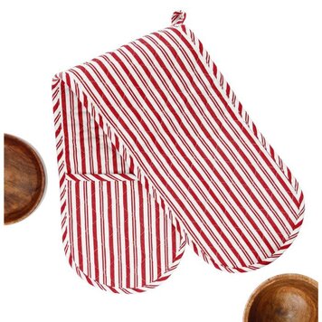 Red Striped Double Oven Mitt