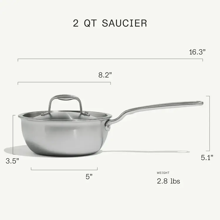 Made In Made In 2 quart 5-ply Stainless Steel Saucier Pan