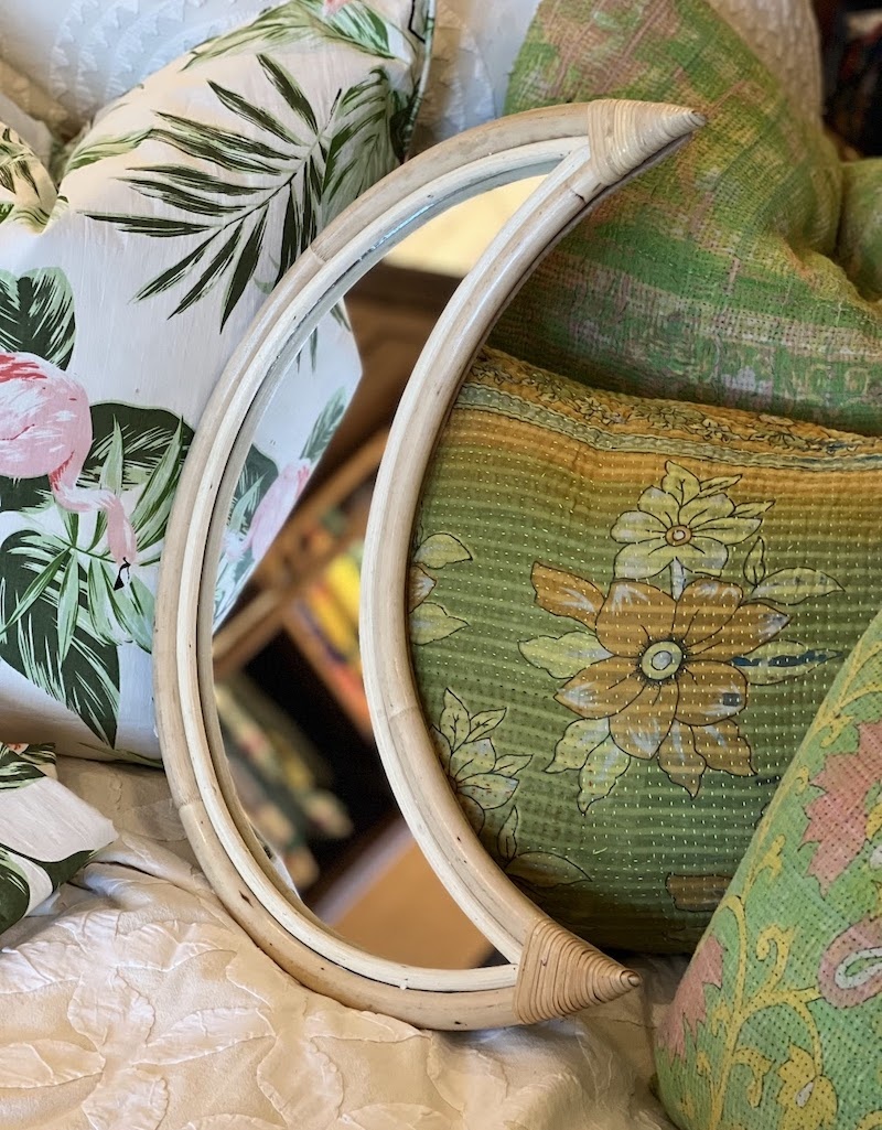 rattan moon mirror Island Bungalow Hawaii