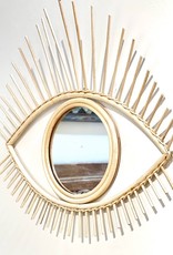 rattan evil eye mirror