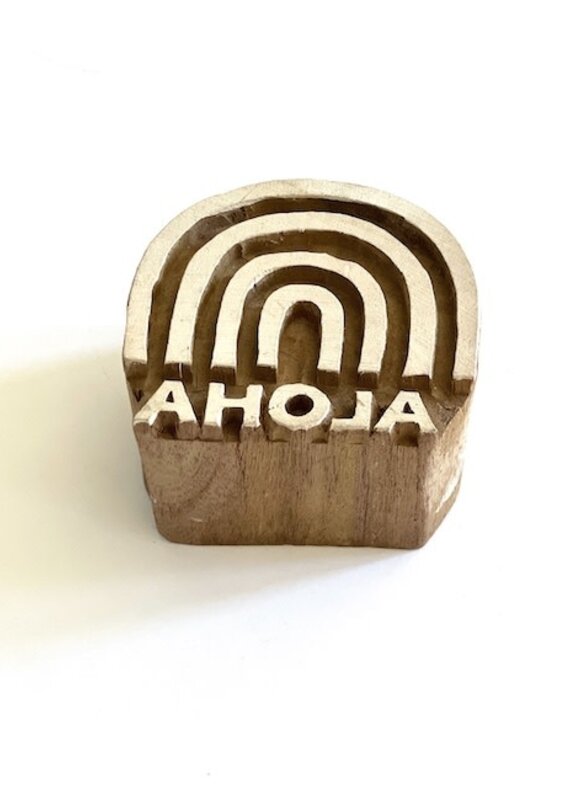 rainbow aloha wood block