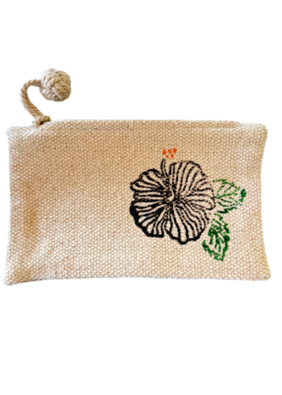 hibiscus zipper pouch