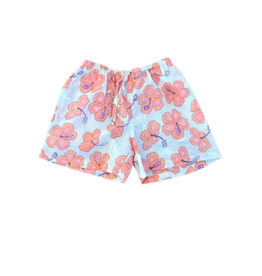pink hibiscus kids shorts