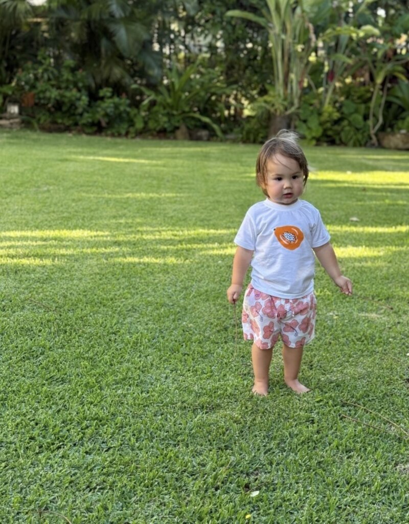 pink hibiscus kids shorts