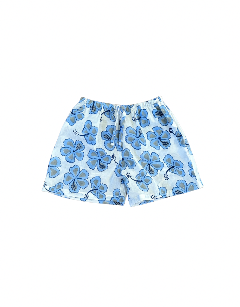 blue hibiscus kids shorts