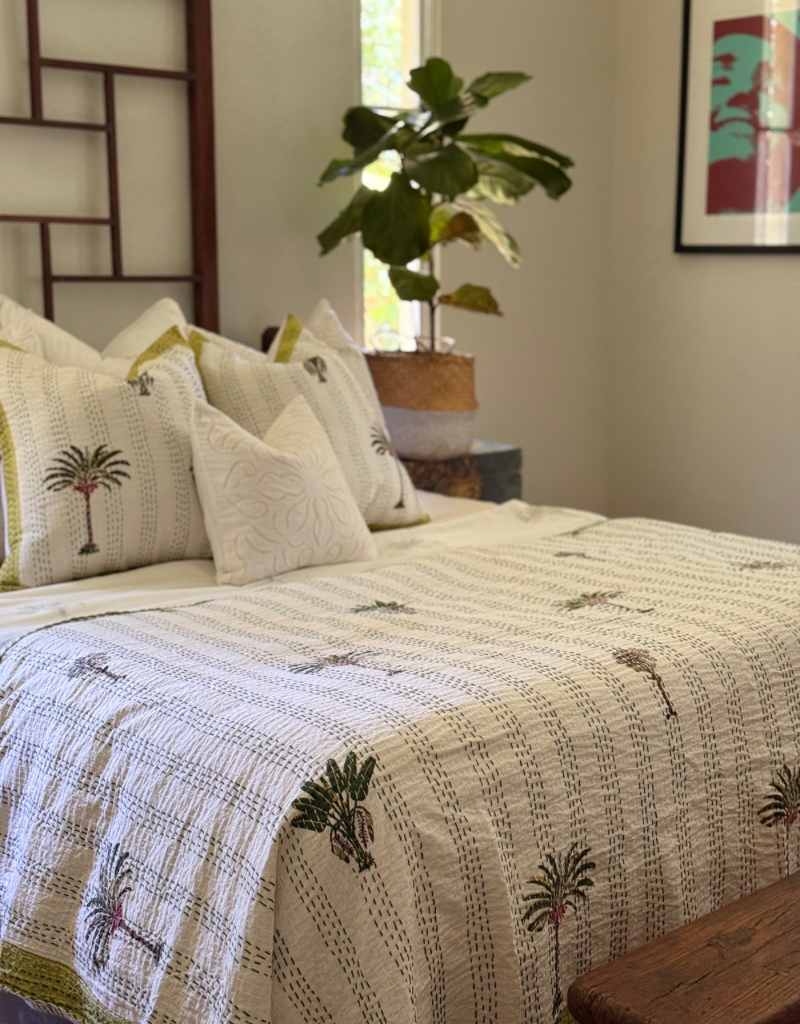 palms kantha coverlet