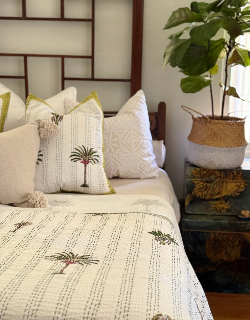 palms kantha coverlet