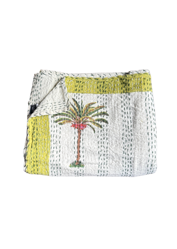 palms kantha coverlet