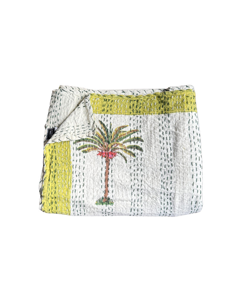 palms kantha coverlet