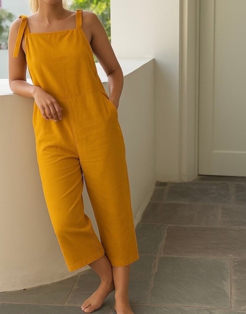 linen mustard jumpsuit