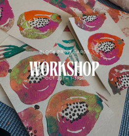 block print cards workshop Oct 25th 1-3PM