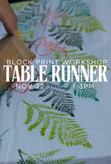 block print table runner workshop Nov 22nd 1PM-3PM