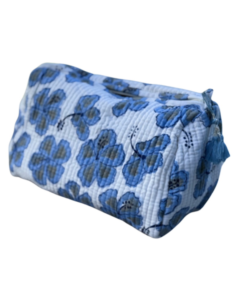 blue hibiscus cosmetic bag