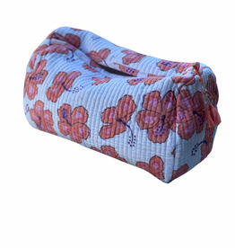 pink hibiscus cosmetic bag