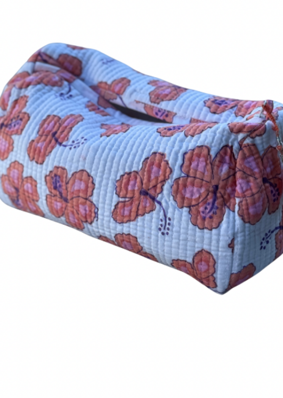 pink hibiscus cosmetic bag