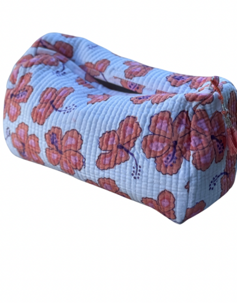 pink hibiscus cosmetic bag