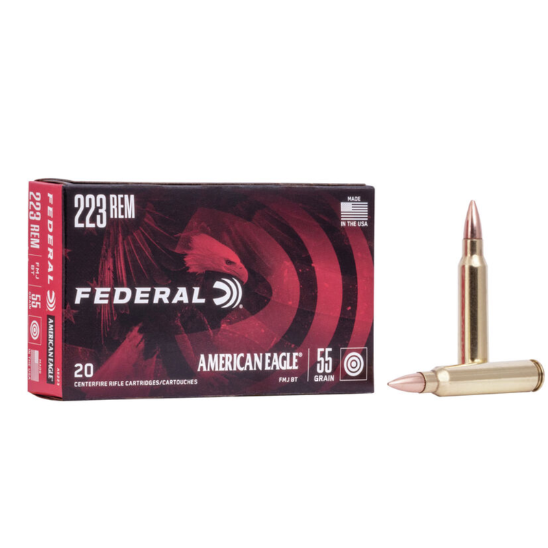 Federal American Eagle .223 Rem, 55gr, FMJ BT (20 Pk)