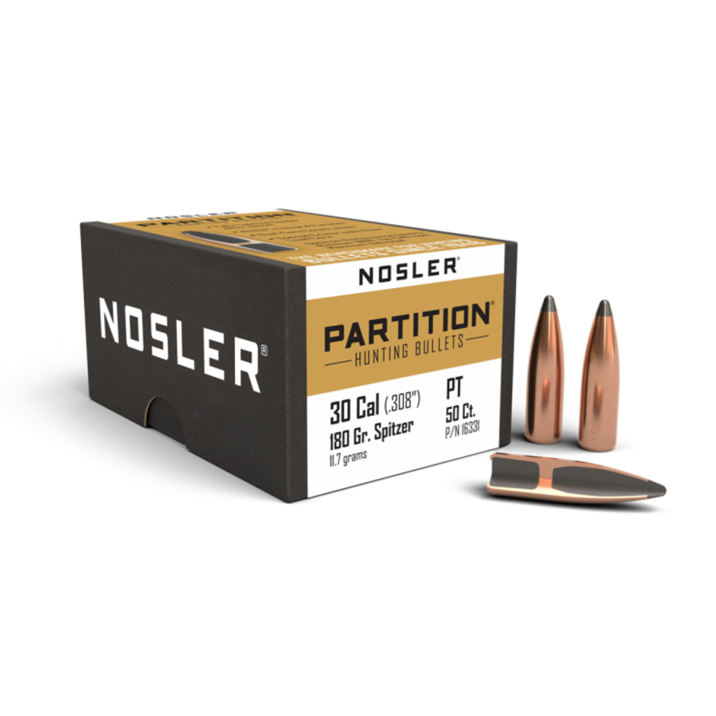 Nosler Partition 30 cal 180gr .308 Spitzer (50pk)