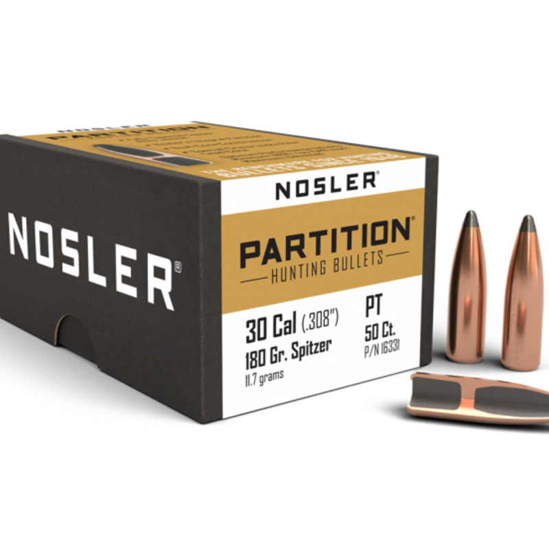 Nosler Partition 30 cal 180gr .308 Spitzer (50pk)